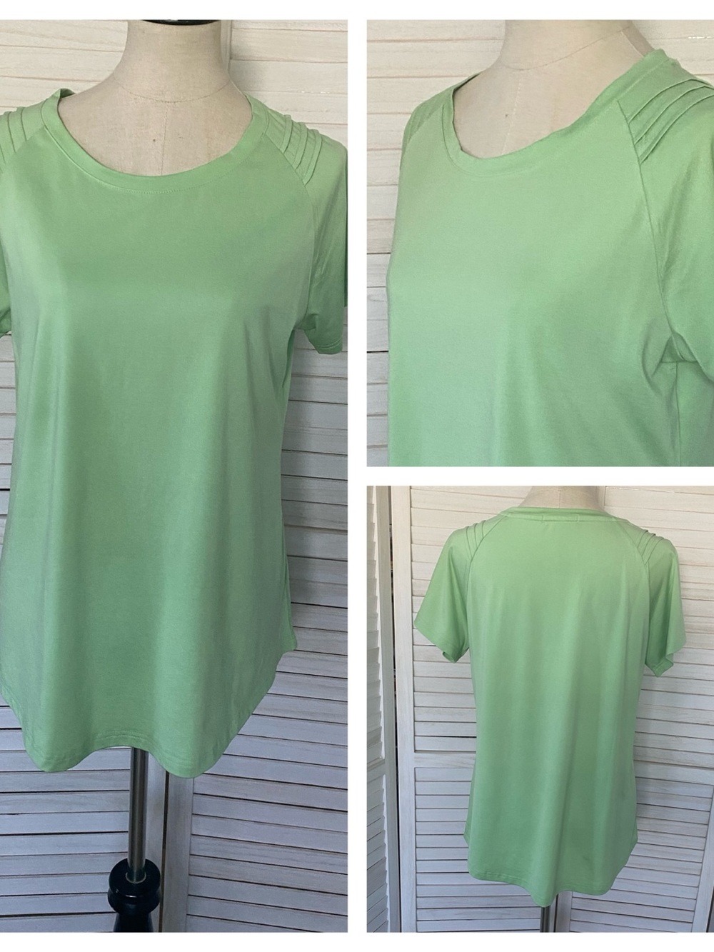 Miss Fortune Athletic Activewear Short Sleeve Green Top SZ L